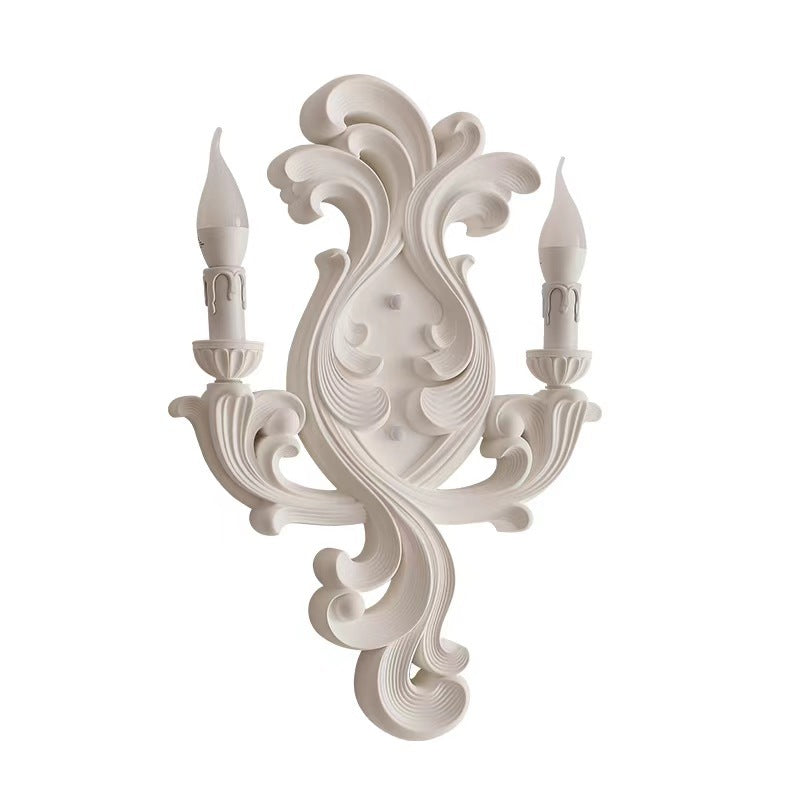 Carving Plaster Candelabra Bedroom Wall Lamp