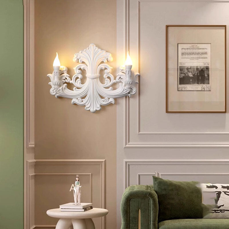 Carving Plaster Candelabra Bedroom Wall Lamp