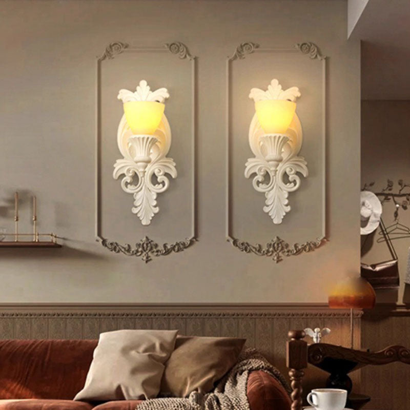 Carving Plaster Candelabra Bedroom Wall Lamp