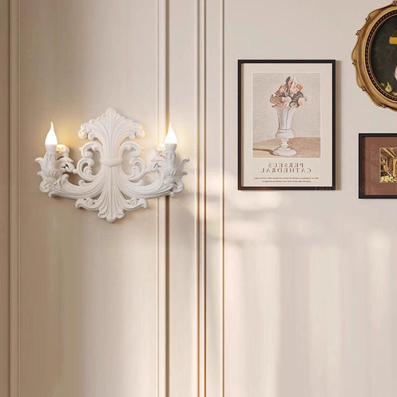 Carving Plaster Candelabra Bedroom Wall Lamp