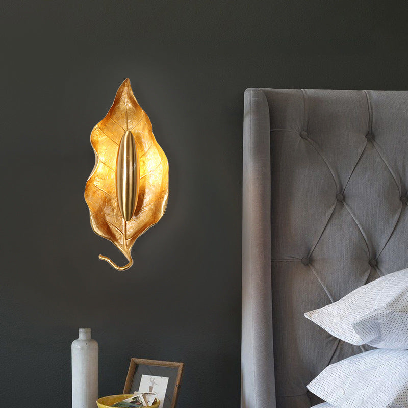 Full Copper Leaves Design Wall Lamp