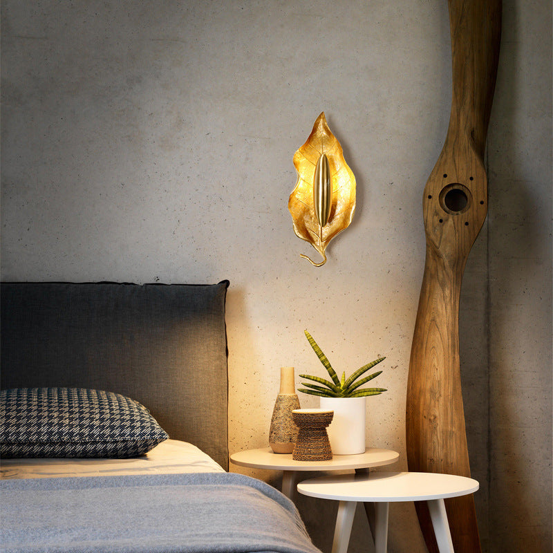 Full Copper Leaves Design Wall Lamp