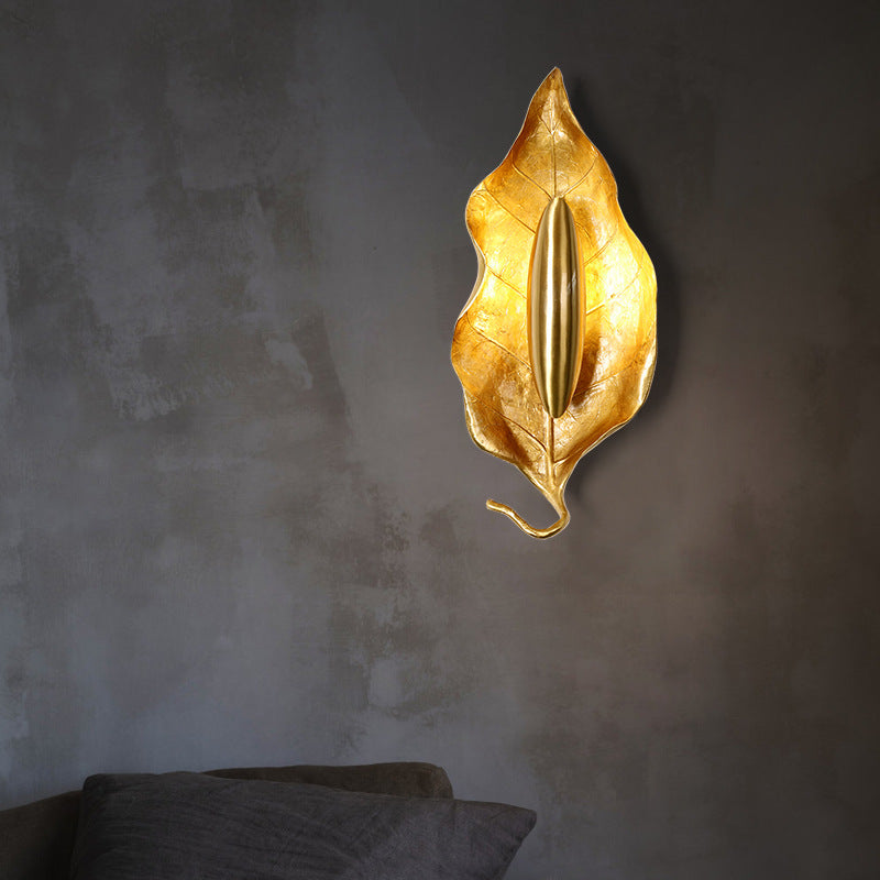 Full Copper Leaves Design Wall Lamp