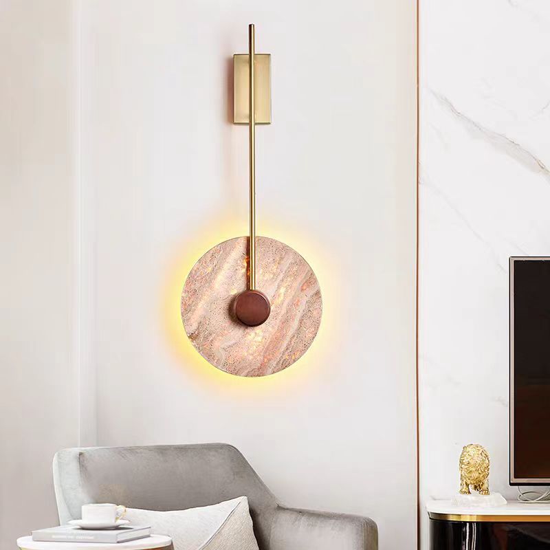 Geometric Circle Yellow Travertine Wall Lamp