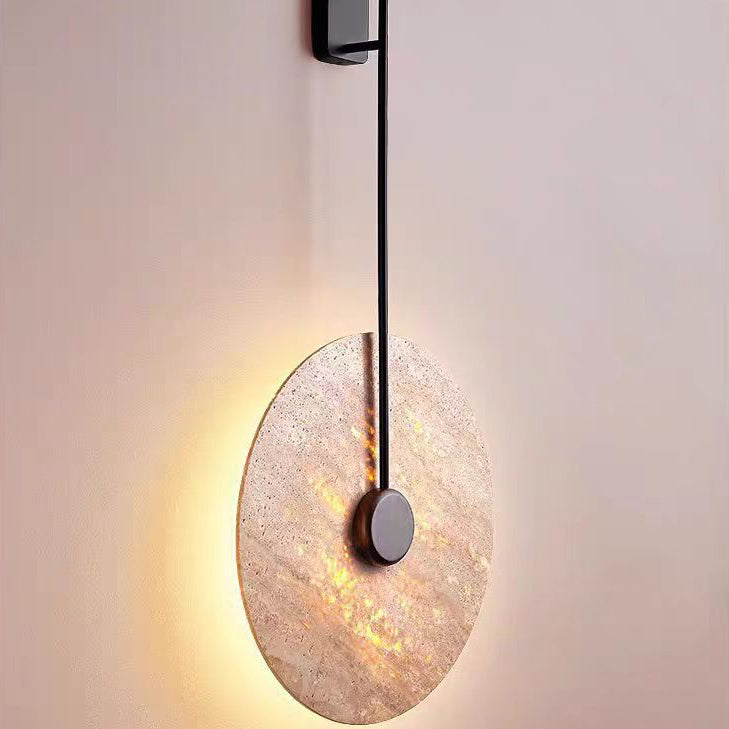Geometric Circle Yellow Travertine Wall Lamp