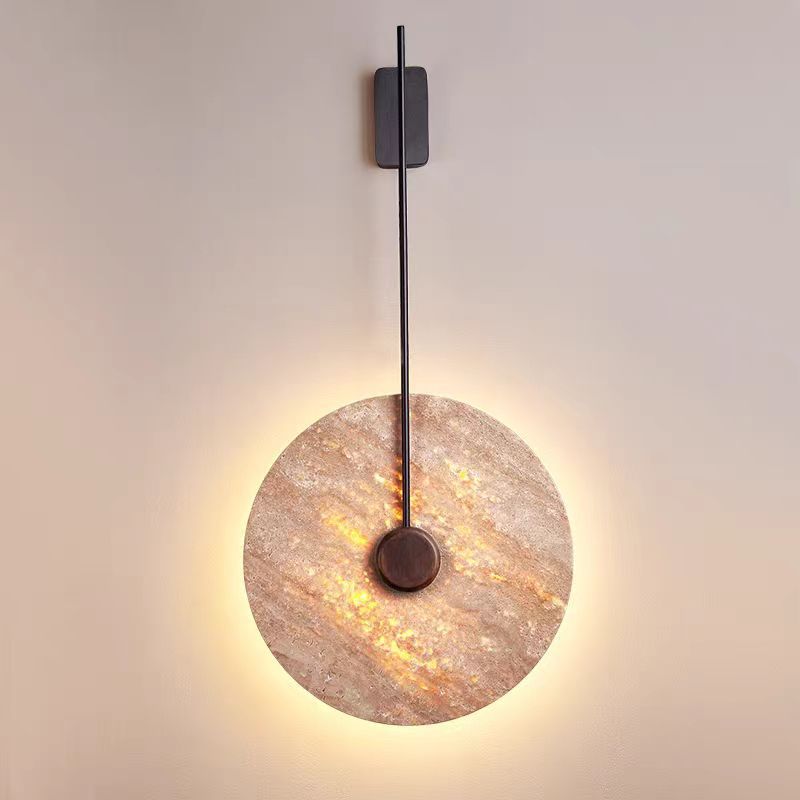 Geometric Circle Yellow Travertine Wall Lamp