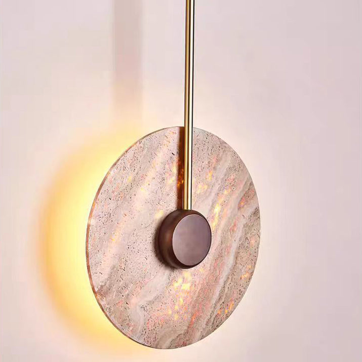 Geometric Circle Yellow Travertine Wall Lamp