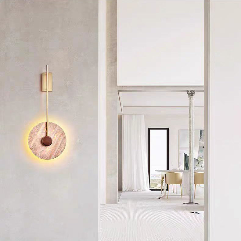 Geometric Circle Yellow Travertine Wall Lamp