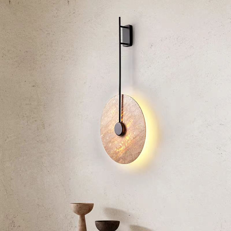 Geometric Circle Yellow Travertine Wall Lamp