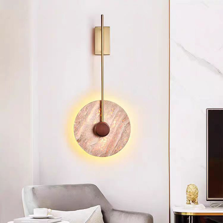 Geometric Circle Yellow Travertine Wall Lamp