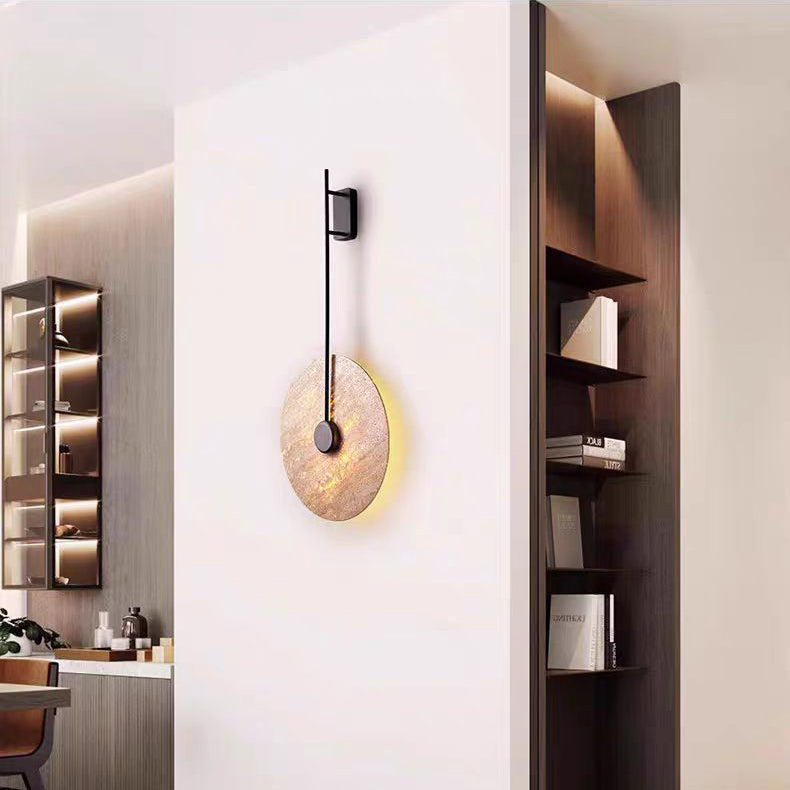 Geometric Circle Yellow Travertine Wall Lamp