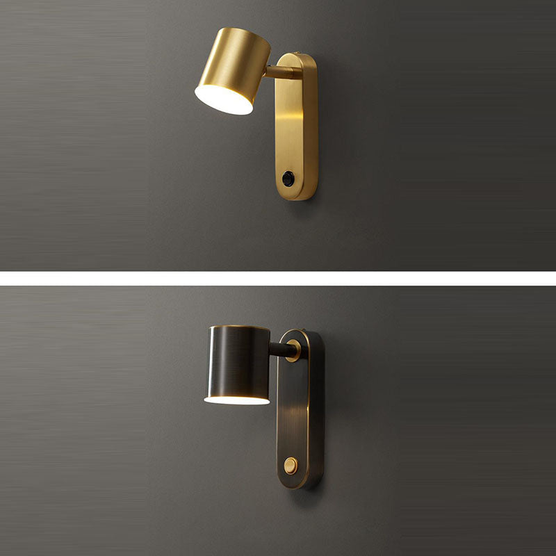 Full Copper Cylinder Living Wall Lamp