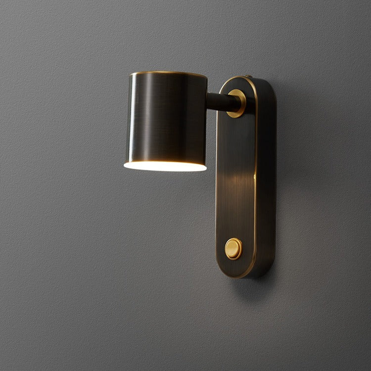 Full Copper Cylinder Living Wall Lamp