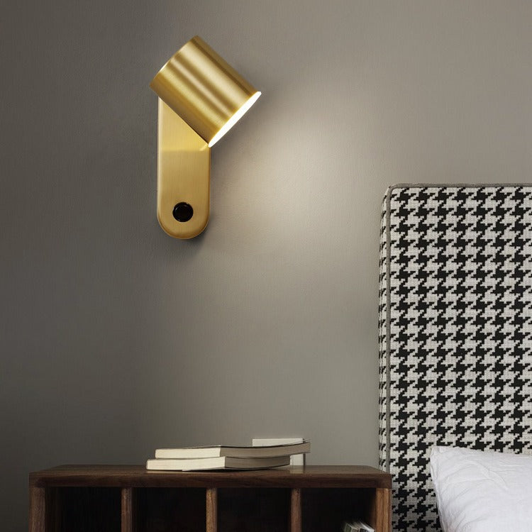 Full Copper Cylinder Living Wall Lamp