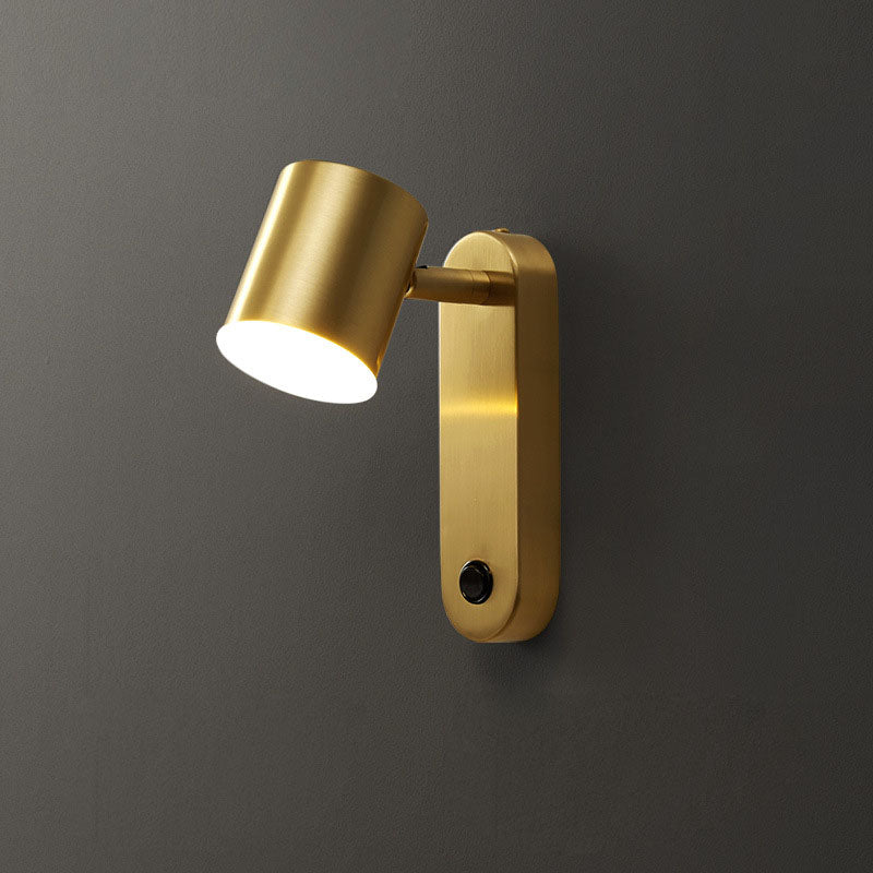 Full Copper Cylinder Living Wall Lamp