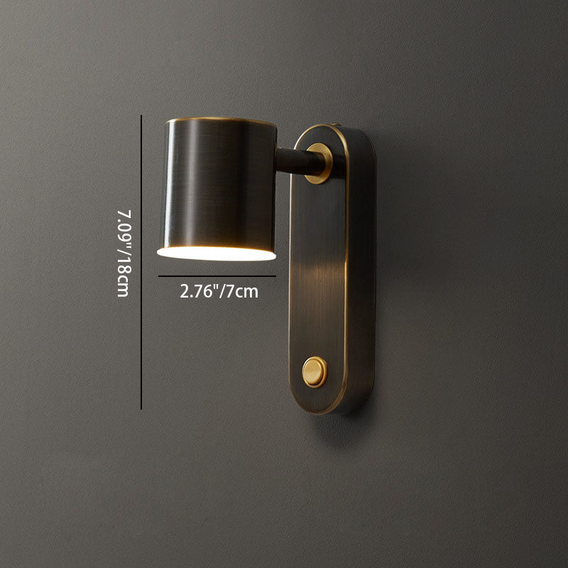 Full Copper Cylinder Living Wall Lamp