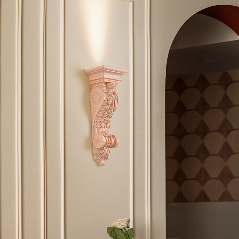 Carving Plaster Column Dining Wall Lamp