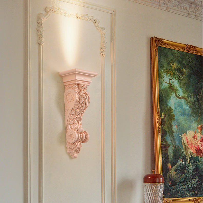 Carving Plaster Column Dining Wall Lamp