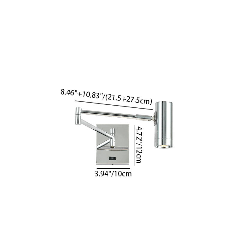 Cylinder Iron Aluminum Arm Wall Lamp