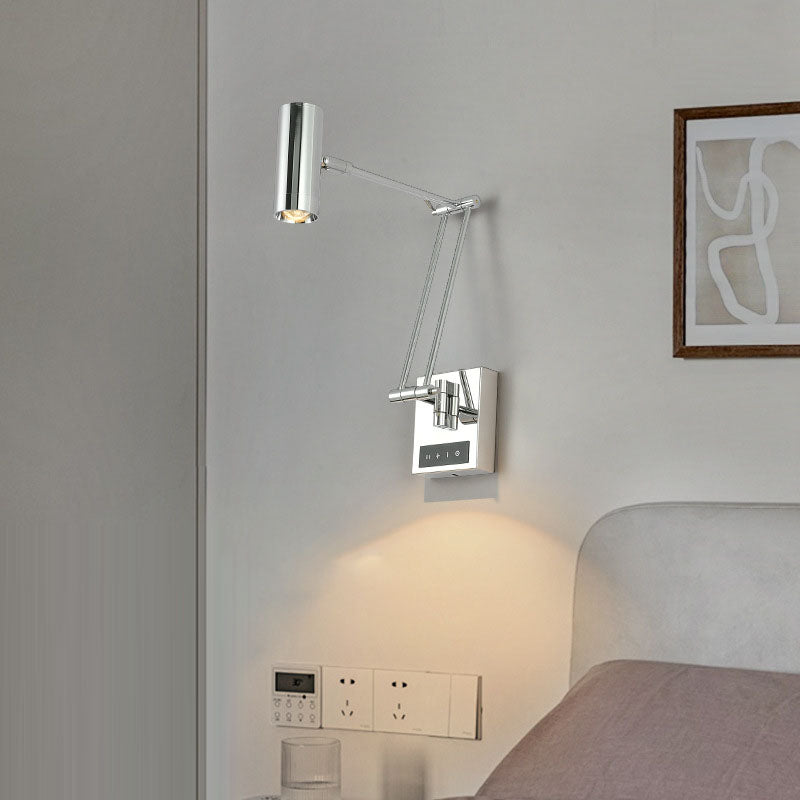 Cylinder Iron Aluminum Arm Wall Lamp