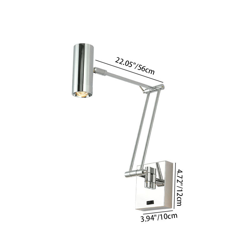 Cylinder Iron Aluminum Arm Wall Lamp
