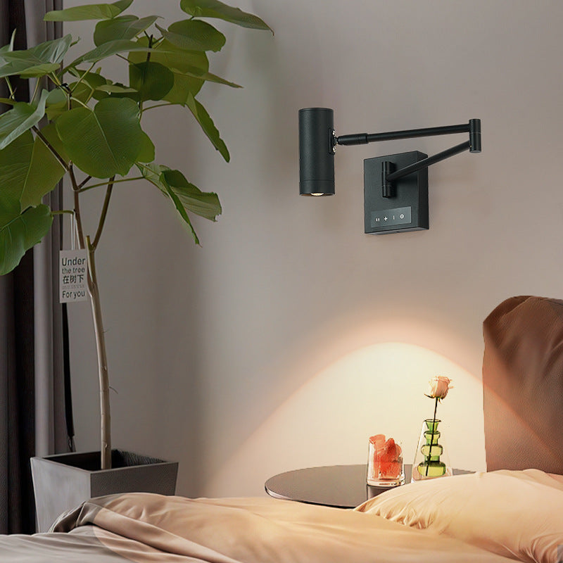 Cylinder Iron Aluminum Arm Wall Lamp