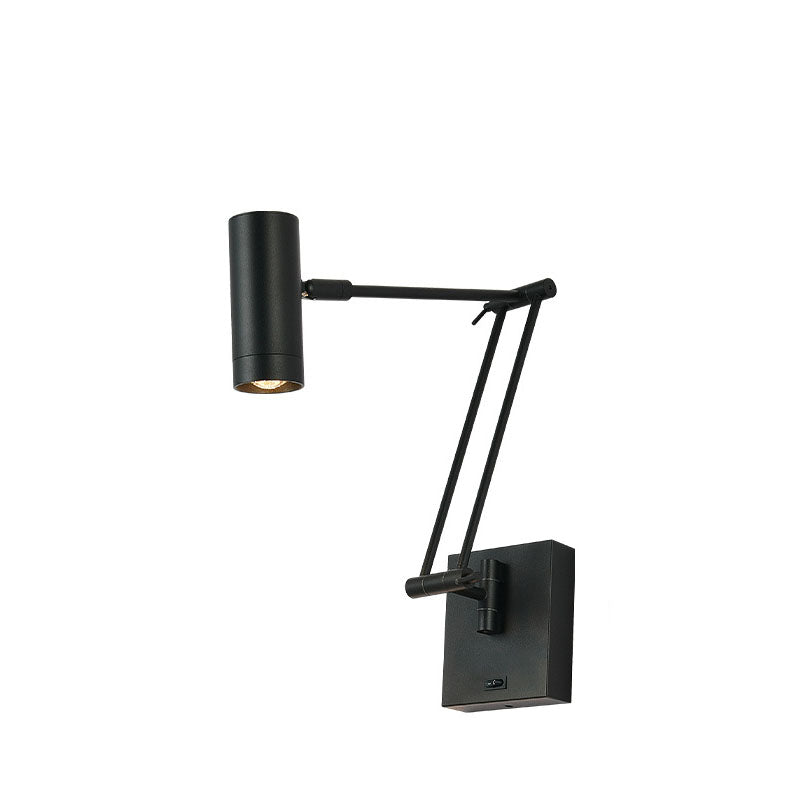Cylinder Iron Aluminum Arm Wall Lamp