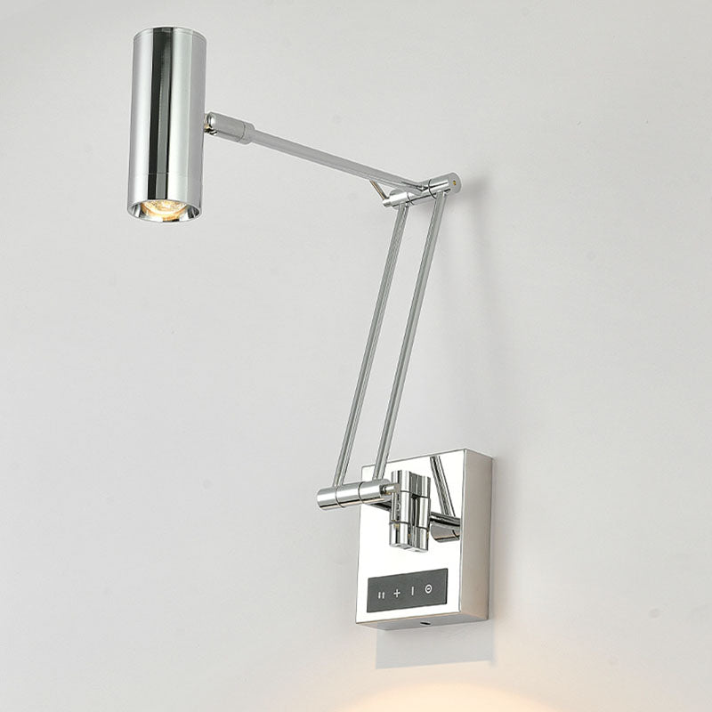 Cylinder Iron Aluminum Arm Wall Lamp