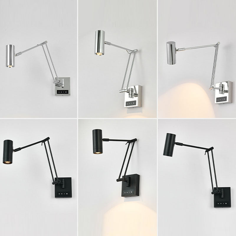 Cylinder Iron Aluminum Arm Wall Lamp