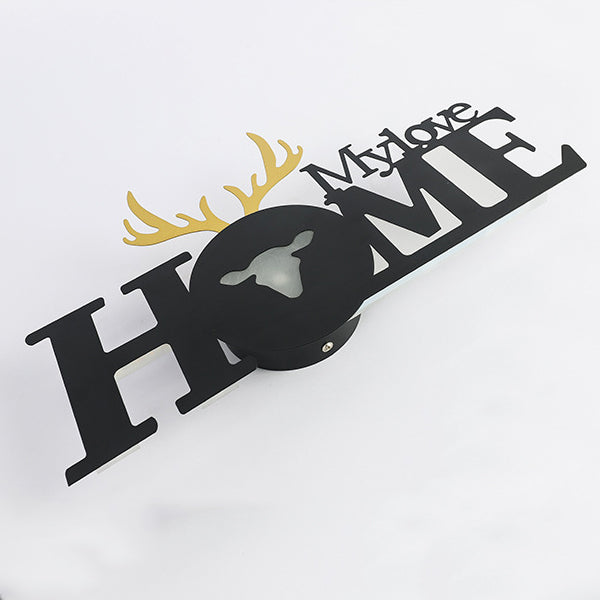 Letters Antler Decoration Iron Wall Lamp