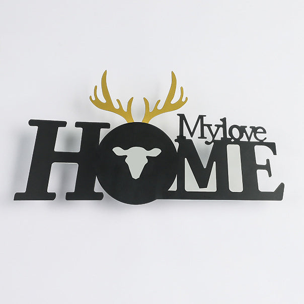 Letters Antler Decoration Iron Wall Lamp