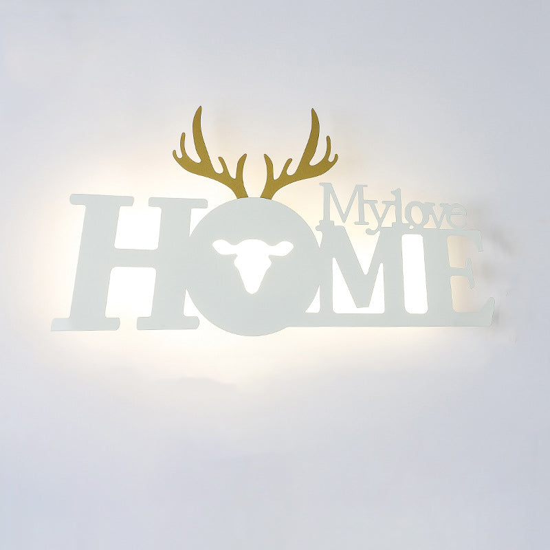Letters Antler Decoration Iron Wall Lamp