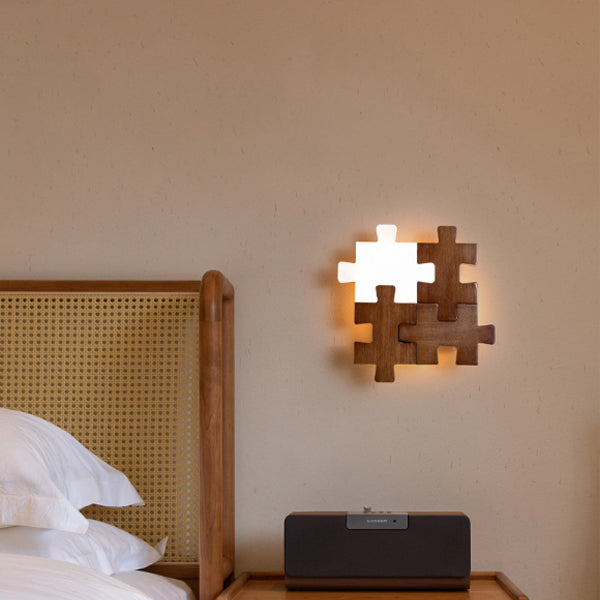 Solid Wood Acrylic Block Wall Lamp