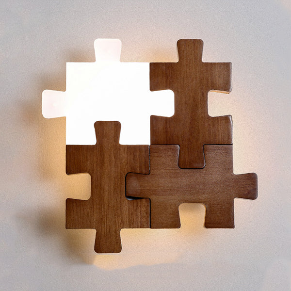 Solid Wood Acrylic Block Wall Lamp