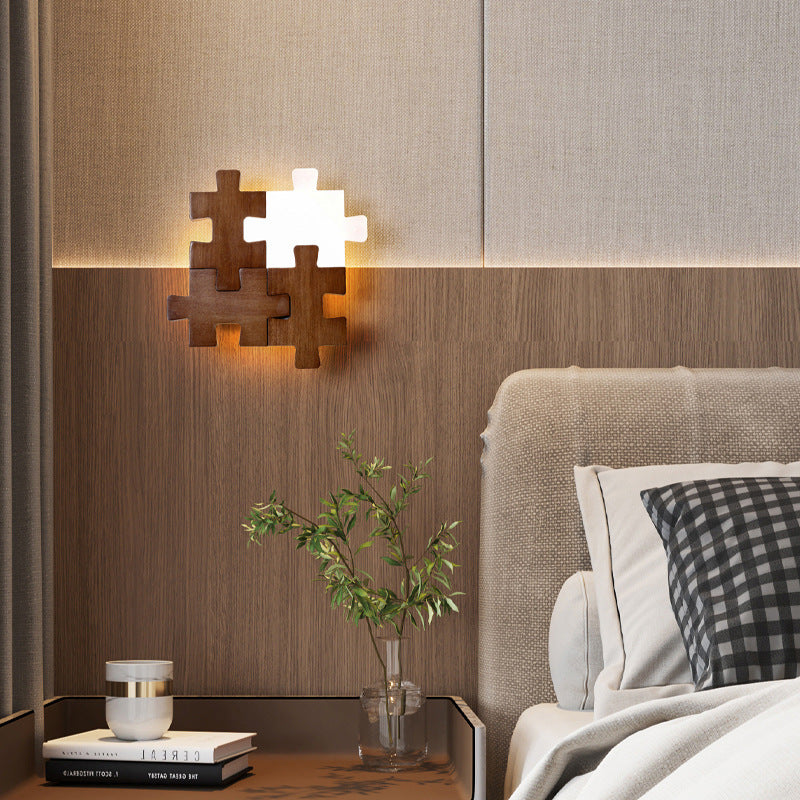 Solid Wood Acrylic Block Wall Lamp