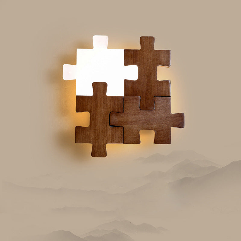 Solid Wood Acrylic Block Wall Lamp