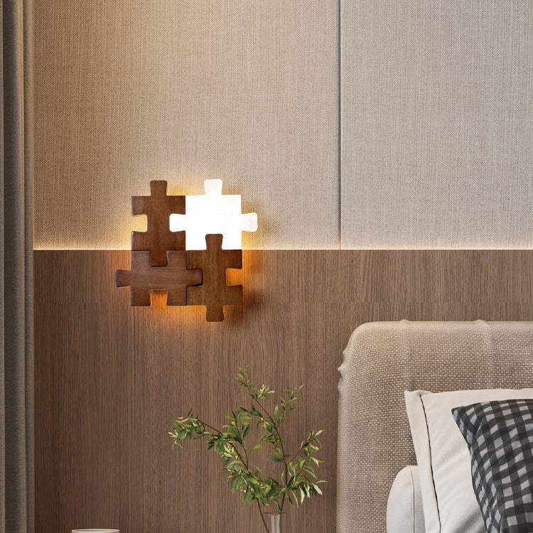 Solid Wood Acrylic Block Wall Lamp