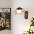Solid Wood Glass Round Wall Lamp