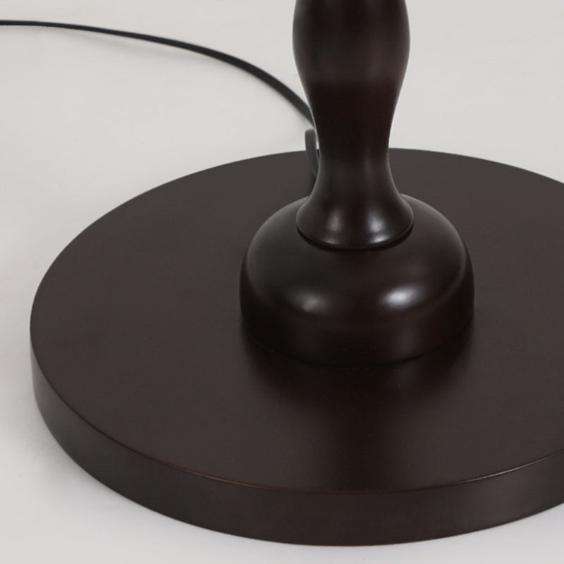 Fabric Round Iron Wood Floor Lamp