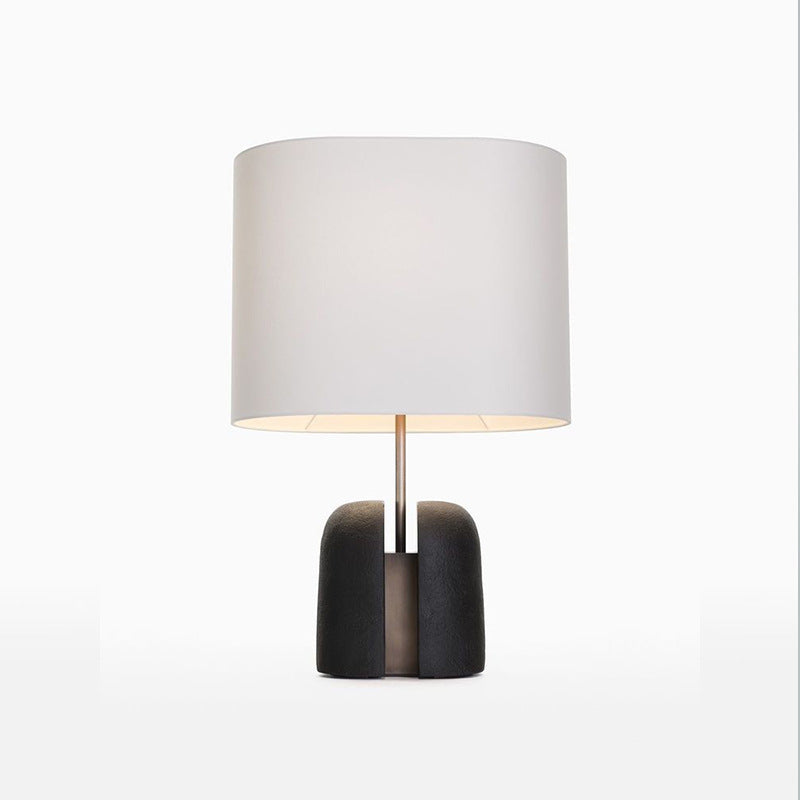 Fabric Round Resin Bedroom Table Lamp
