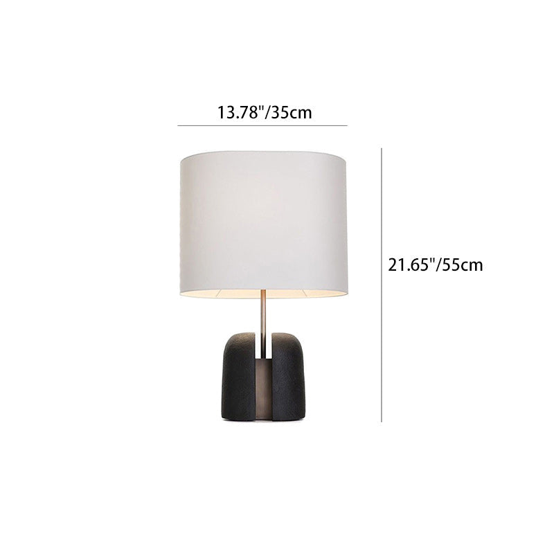 Fabric Round Resin Bedroom Table Lamp