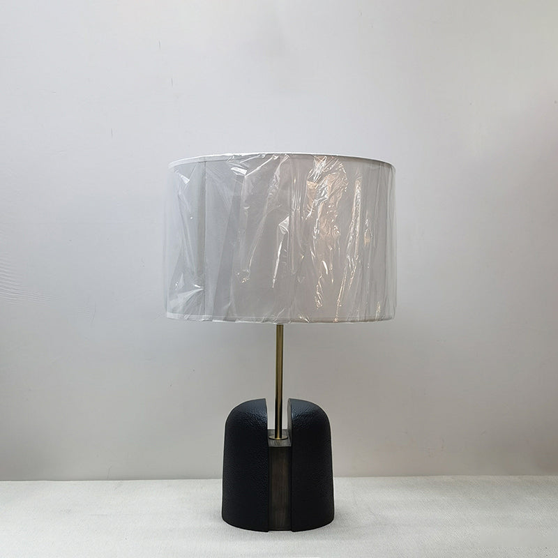 Fabric Round Resin Bedroom Table Lamp