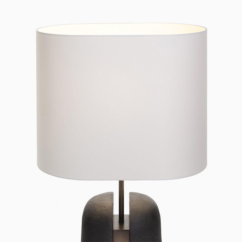 Fabric Round Resin Bedroom Table Lamp