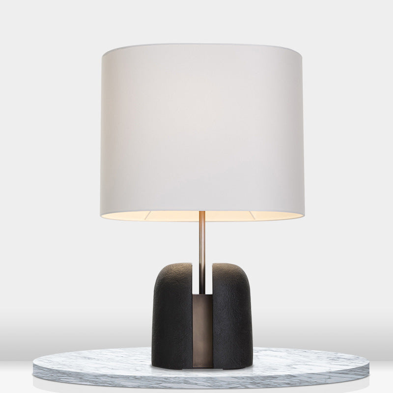 Fabric Round Resin Bedroom Table Lamp