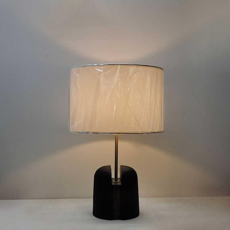 Fabric Round Resin Bedroom Table Lamp