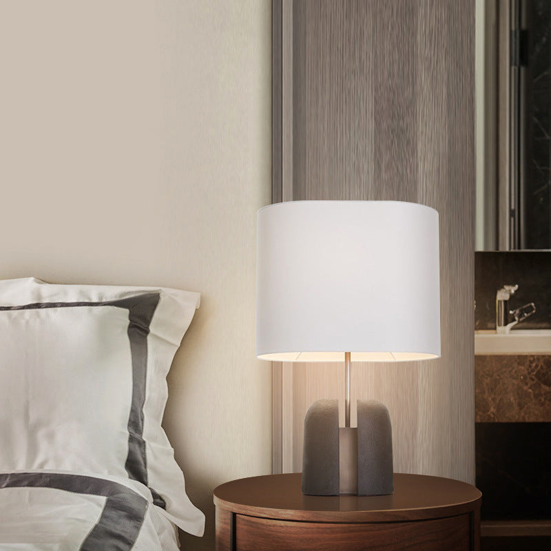 Fabric Round Resin Bedroom Table Lamp