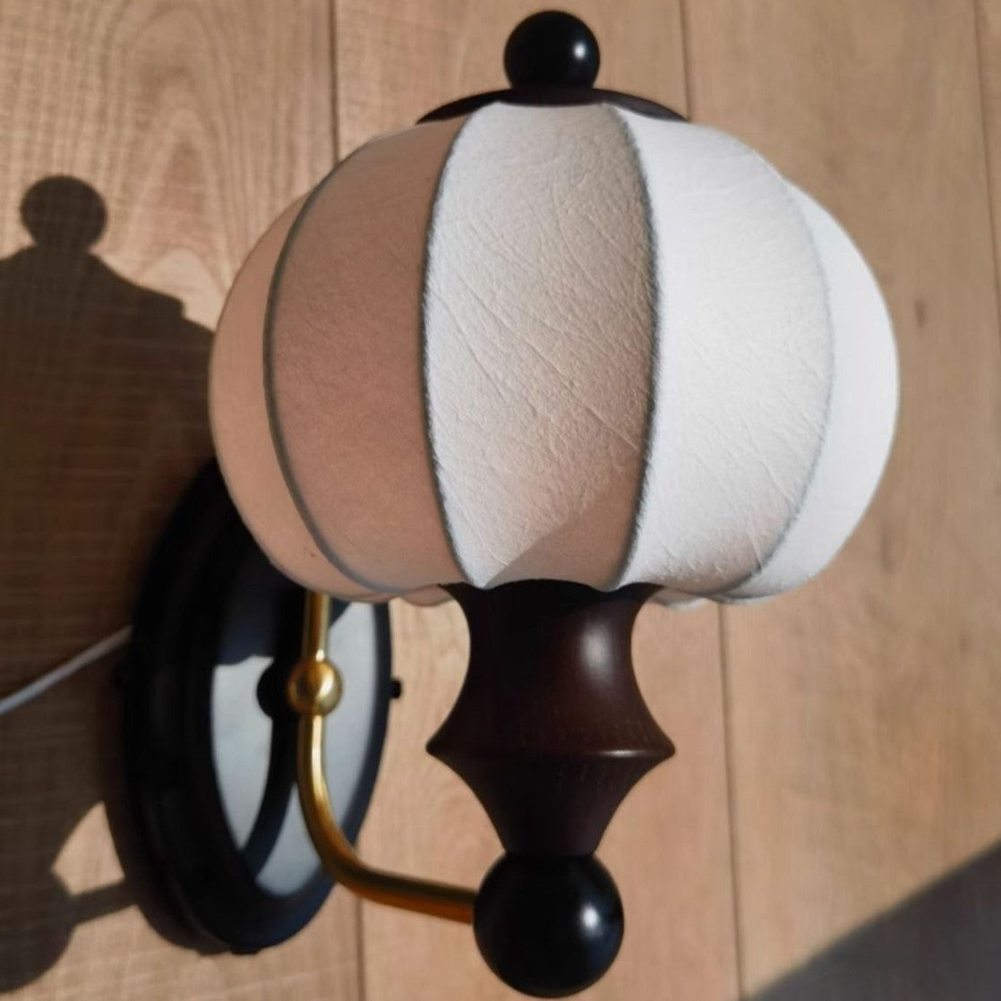 Silk Round Solid Wood Wall Lamp