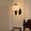 Silk Round Solid Wood Wall Lamp