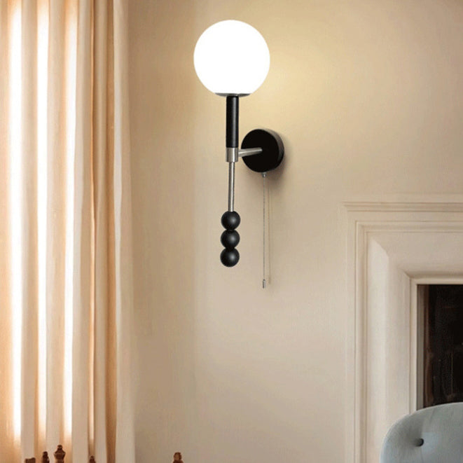 Pleated Fabric Iron Wood Wall Lamp