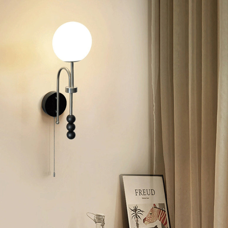 Pleated Fabric Iron Wood Wall Lamp